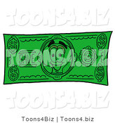 Illustration of a Cartoon Light Bulb Mascot on a Dollar Bill by Mascot Junction