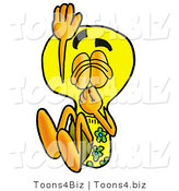 Illustration of a Cartoon Light Bulb Mascot Plugging His Nose While Jumping into Water by Mascot Junction