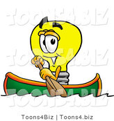 Illustration of a Cartoon Light Bulb Mascot Rowing a Boat by Mascot Junction