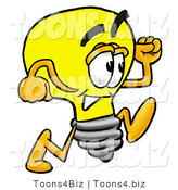 Illustration of a Cartoon Light Bulb Mascot Running by Mascot Junction