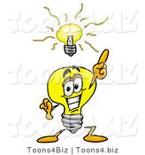 Illustration of a Cartoon Light Bulb Mascot with a Bright Idea by Mascot Junction