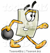 Illustration of a Cartoon Light Switch Mascot Holding a Bowling Ball by Toons4Biz