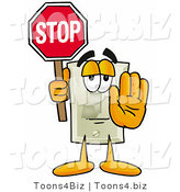 Illustration of a Cartoon Light Switch Mascot Holding a Stop Sign by Toons4Biz