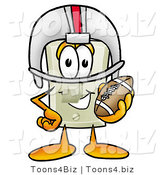 Illustration of a Cartoon Light Switch Mascot in a Helmet, Holding a Football by Toons4Biz