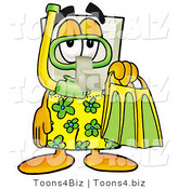 Illustration of a Cartoon Light Switch Mascot in Green and Yellow Snorkel Gear by Mascot Junction