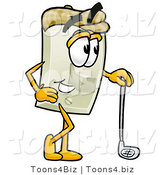 Illustration of a Cartoon Light Switch Mascot Leaning on a Golf Club While Golfing by Toons4Biz