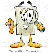Illustration of a Cartoon Light Switch Mascot Looking Through a Magnifying Glass by Toons4Biz
