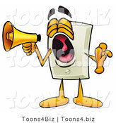 Illustration of a Cartoon Light Switch Mascot Screaming into a Megaphone by Toons4Biz