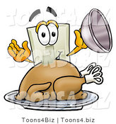 Illustration of a Cartoon Light Switch Mascot Serving a Thanksgiving Turkey on a Platter by Toons4Biz