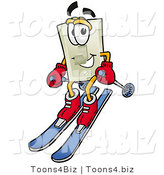 Illustration of a Cartoon Light Switch Mascot Skiing Downhill by Toons4Biz
