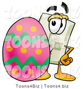 Illustration of a Cartoon Light Switch Mascot Standing Beside an Easter Egg by Mascot Junction