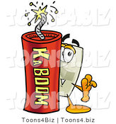 Illustration of a Cartoon Light Switch Mascot Standing with a Lit Stick of Dynamite by Mascot Junction
