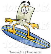 Illustration of a Cartoon Light Switch Mascot Surfing on a Blue and Yellow Surfboard by Toons4Biz