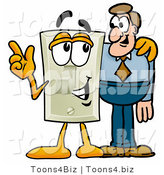 Illustration of a Cartoon Light Switch Mascot Talking to a Business Man by Mascot Junction