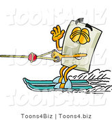 Illustration of a Cartoon Light Switch Mascot Waving While Water Skiing by Toons4Biz