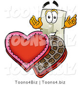 Illustration of a Cartoon Light Switch Mascot with an Open Box of Valentines Day Chocolate Candies by Mascot Junction