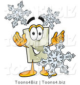 Illustration of a Cartoon Light Switch Mascot with Three Snowflakes in Winter by Toons4Biz