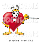 Illustration of a Cartoon Love Heart Mascot Holding a Pointer Stick by Mascot Junction
