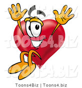 Illustration of a Cartoon Love Heart Mascot Jumping by Mascot Junction