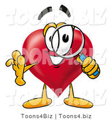 Illustration of a Cartoon Love Heart Mascot Looking Through a Magnifying Glass by Toons4Biz