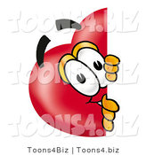 Illustration of a Cartoon Love Heart Mascot Peeking Around a Corner by Toons4Biz