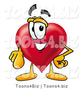 Illustration of a Cartoon Love Heart Mascot Pointing at the Viewer by Mascot Junction