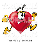 Illustration of a Cartoon Love Heart Mascot Running by Mascot Junction
