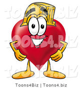 Illustration of a Cartoon Love Heart Mascot Wearing a Helmet by Mascot Junction