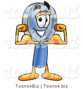 Illustration of a Cartoon Magnifying Glass Mascot Flexing His Arm Muscles by Mascot Junction