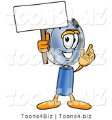 Illustration of a Cartoon Magnifying Glass Mascot Holding a Blank Sign by Mascot Junction