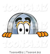 Illustration of a Cartoon Magnifying Glass Mascot Peeking over a Surface by Mascot Junction