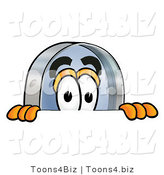 Illustration of a Cartoon Magnifying Glass Mascot Peeking over a Surface by Toons4Biz