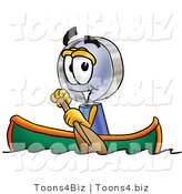 Illustration of a Cartoon Magnifying Glass Mascot Rowing a Boat by Mascot Junction