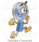 Illustration of a Cartoon Magnifying Glass Mascot Running by Mascot Junction