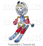 Illustration of a Cartoon Magnifying Glass Mascot Skiing Downhill by Mascot Junction