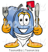 Illustration of a Cartoon Mailbox Holding a Knife and Fork by Mascot Junction