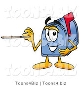 Illustration of a Cartoon Mailbox Holding a Pointer Stick by Mascot Junction
