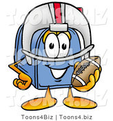Illustration of a Cartoon Mailbox in a Helmet, Holding a Football by Mascot Junction