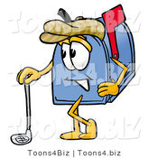 Illustration of a Cartoon Mailbox Leaning on a Golf Club While Golfing by Mascot Junction