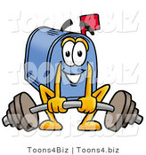 Illustration of a Cartoon Mailbox Lifting a Heavy Barbell by Mascot Junction