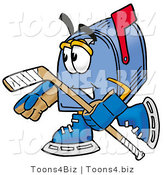 Illustration of a Cartoon Mailbox Playing Ice Hockey by Mascot Junction