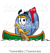 Illustration of a Cartoon Mailbox Rowing a Boat by Mascot Junction