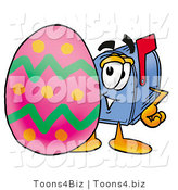 Illustration of a Cartoon Mailbox Standing Beside an Easter Egg by Toons4Biz