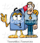 Illustration of a Cartoon Mailbox Talking to a Business Man by Mascot Junction