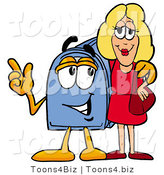 Illustration of a Cartoon Mailbox Talking to a Pretty Blond Woman by Mascot Junction