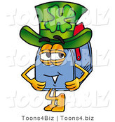 Illustration of a Cartoon Mailbox Wearing a Saint Patricks Day Hat with a Clover on It by Mascot Junction