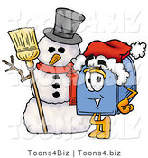 Illustration of a Cartoon Mailbox with a Snowman on Christmas by Mascot Junction