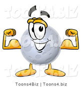Illustration of a Cartoon Moon Mascot Flexing His Arm Muscles by Toons4Biz
