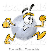 Illustration of a Cartoon Moon Mascot Running by Mascot Junction