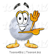 Illustration of a Cartoon Moon Mascot Waving and Pointing by Toons4Biz
